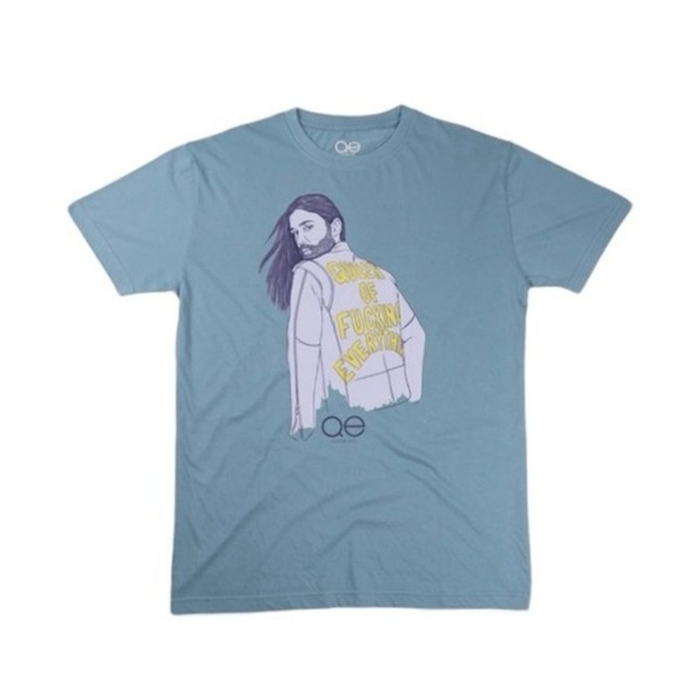 Queer Eye Queen of Everything Graphic Tee Blue Cotton Official Crewneck Short Sl